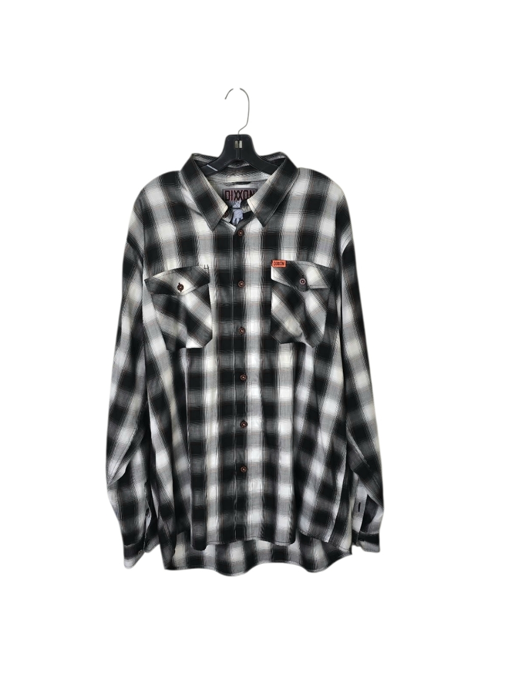 Dixxon FlanneI Ross Alley Black & White Plaid Bamboo Blend Button Up Shirt 2X